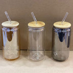 500ml Bubble Tea Glass Cup with Bamboo Lid & Straw – Reusable Tumbler for Iced Coffee, Tea & Beverages