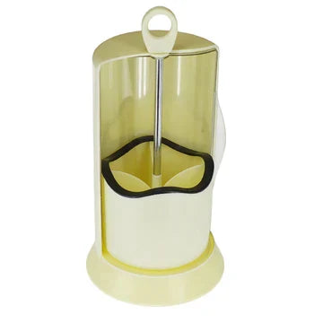 Covered Cutlery Holder – Rotating Utensil Organizer with Transparent Lid & 4 Compartments for Kitchen Storage