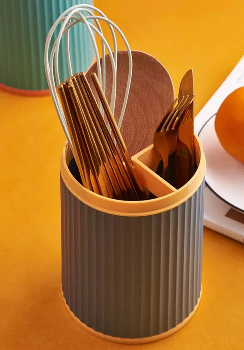 3-Grid Tableware Drying Holder with Lid – Kitchen Cutlery Storage Rack for Chopsticks, Spoons & Utensils