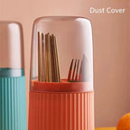 3-Grid Tableware Drying Holder with Lid – Kitchen Cutlery Storage Rack for Chopsticks, Spoons & Utensils