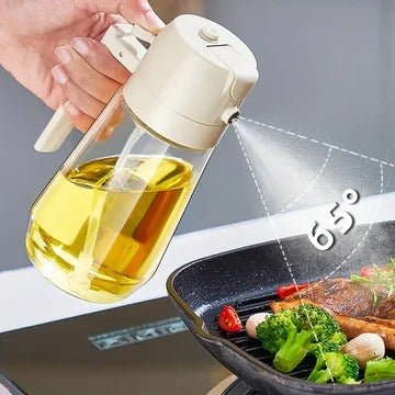 2-in-1 Glass Oil Dispenser & Spray Bottle – Refillable Oil & Vinegar Container for Cooking, BBQ, Air Fryer & Baking