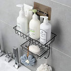 2-Layer Wall Mounted Rack – Multipurpose Kitchen & Bathroom Corner Shelf Organizer with Hooks and Soap Holder