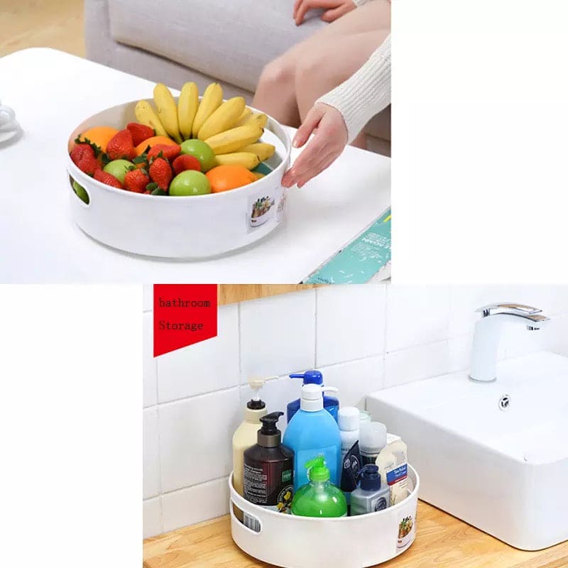 360° Rotating Kitchen Storage Tray – Non-Slip Lazy Susan Organizer for Spices, Snacks & Bathroom Essentials